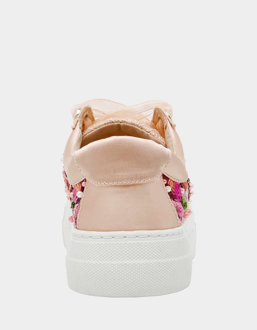 Betsey Johnson Popular | BONNY Nude Floral Sequin Mesh Floral Platform Low-Top Women's Sneaker
