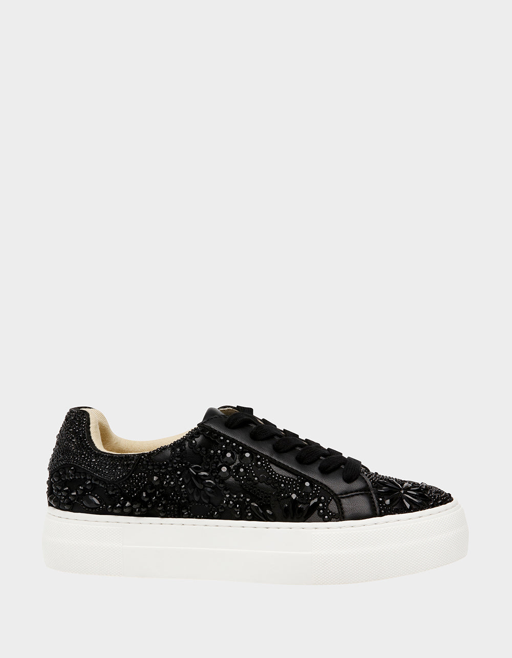 Betsey Johnson Deals | REILY Black Platform Low-Top Lace-Up Rhinestone Women's Sneaker