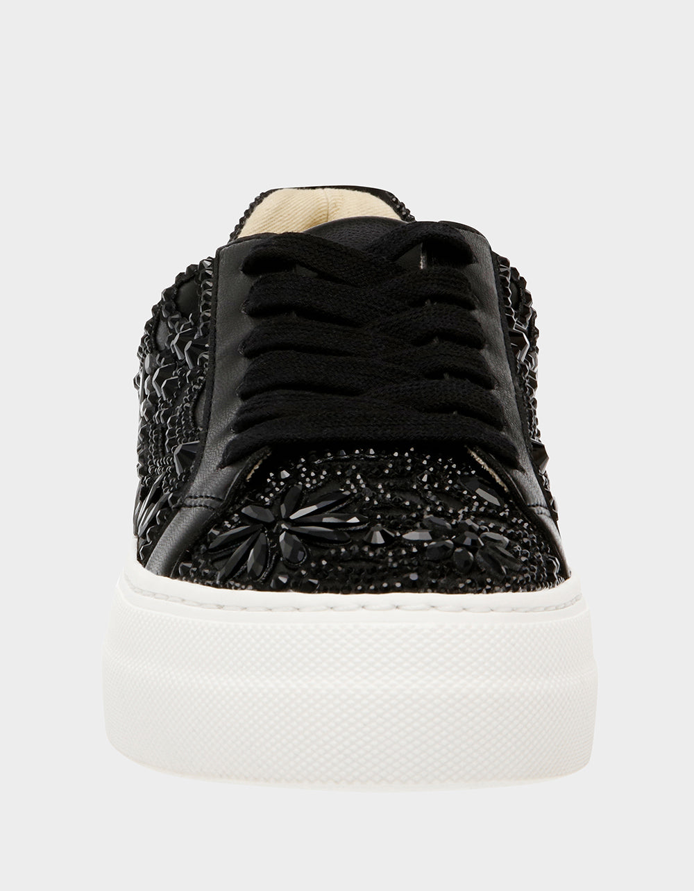 Betsey Johnson Deals | REILY Black Platform Low-Top Lace-Up Rhinestone Women's Sneaker