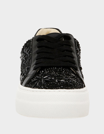 Betsey Johnson Deals | REILY Black Platform Low-Top Lace-Up Rhinestone Women's Sneaker
