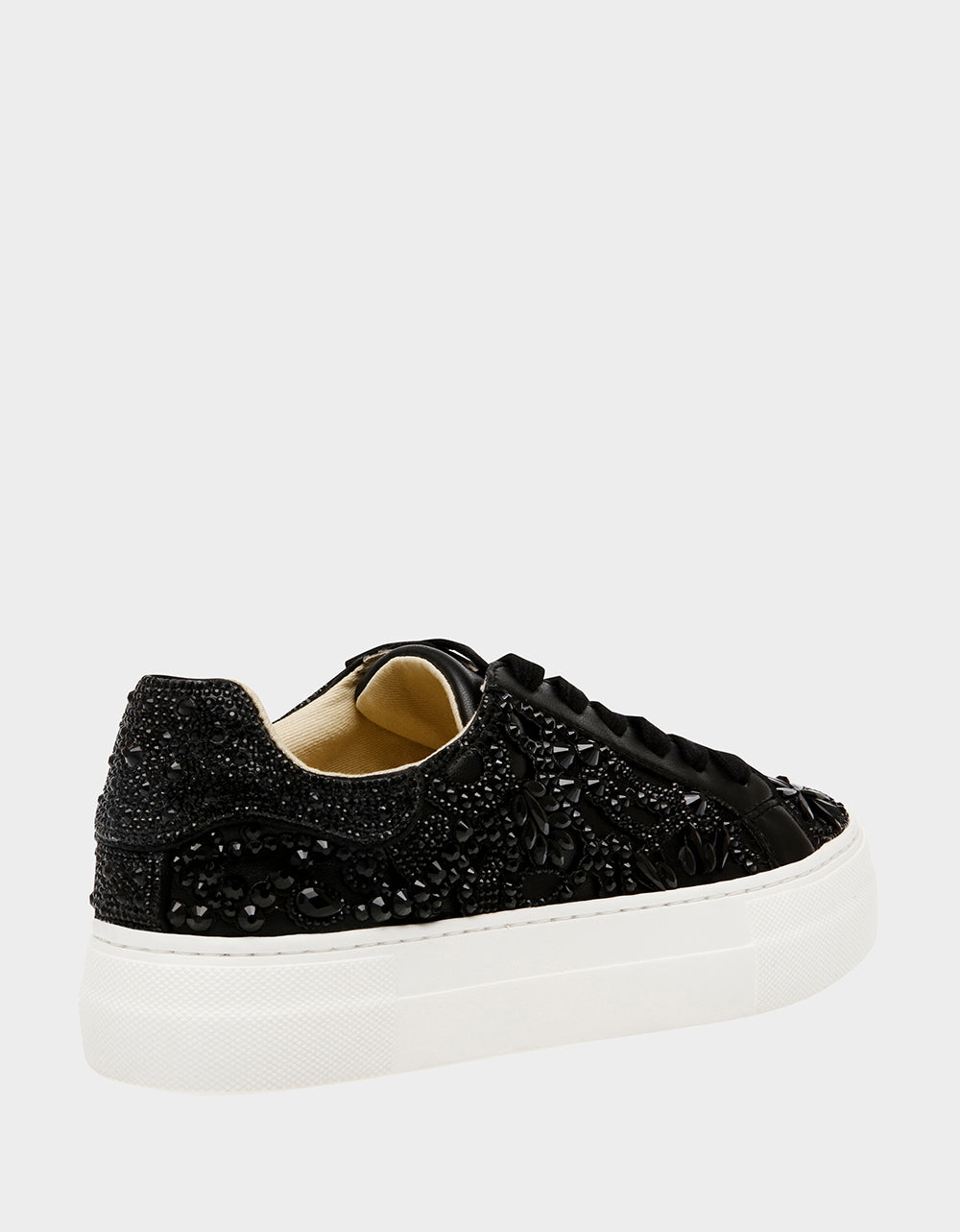 Betsey Johnson Deals | REILY Black Platform Low-Top Lace-Up Rhinestone Women's Sneaker