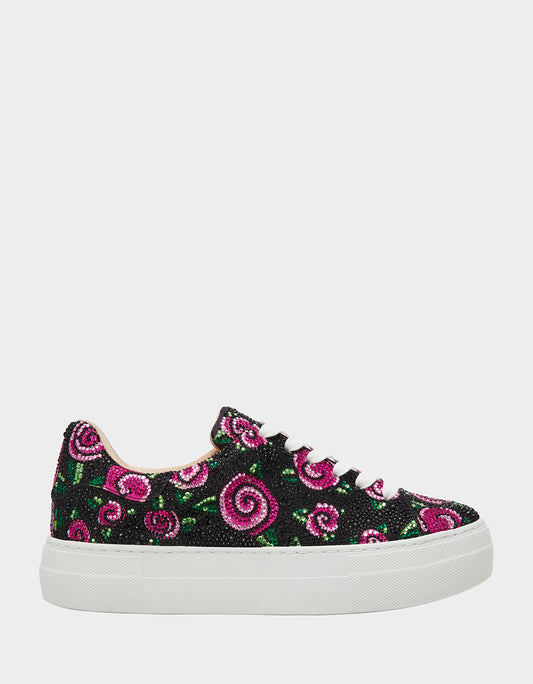 Betsey Johnson Smart Buy | SIDNY BLACK ROSE Women's Tennis Sneaker