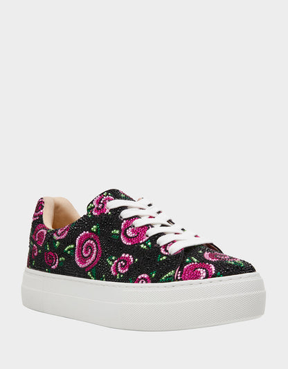 Betsey Johnson Smart Buy | SIDNY BLACK ROSE Women's Tennis Sneaker