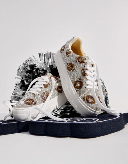 Betsey Johnson Quality | THE BIG GAME BUNDLE Women's Football Rhinestone Sneakers, Earrings, and Necklace Set