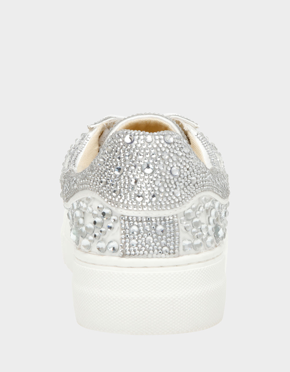 Betsey Johnson Essential | REILY WHITE Platform Low-Top Lace-Up Rhinestone Women's Sneaker