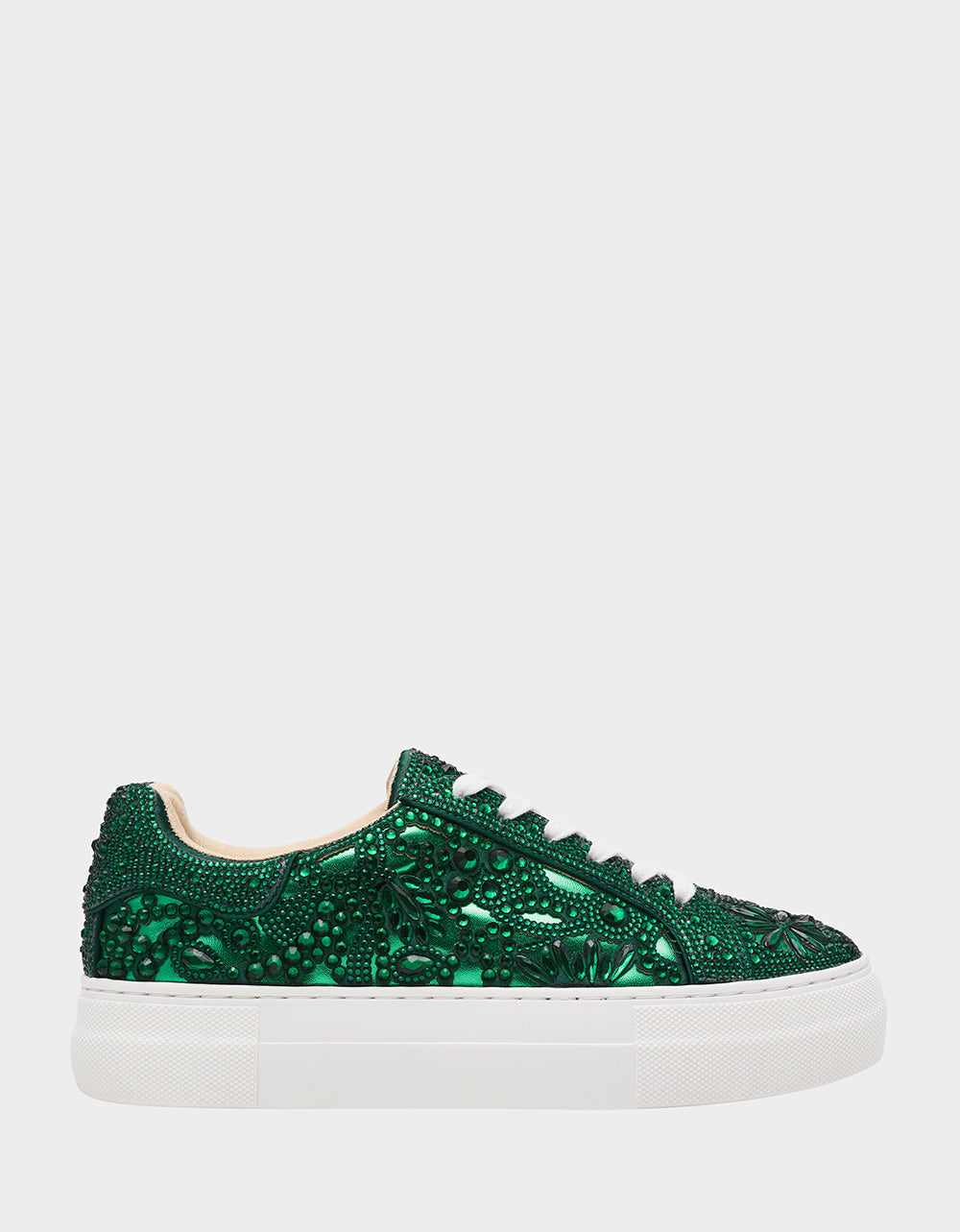 Betsey Johnson Popular | REILY EMERALD Platform Low-Top Lace-Up Rhinestone Women's Sneaker