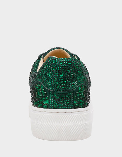 Betsey Johnson Popular | REILY EMERALD Platform Low-Top Lace-Up Rhinestone Women's Sneaker
