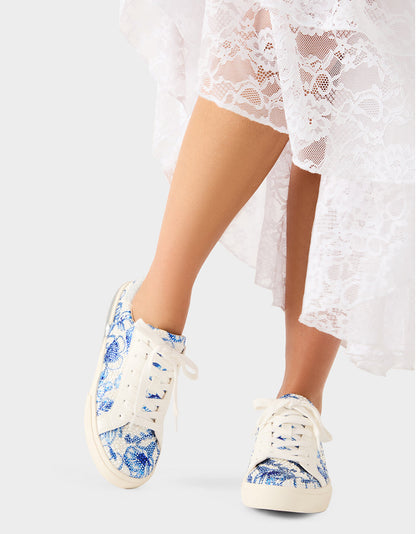 Betsey Johnson Value | DAMON WHITE/BLUE FLORAL Women's Blue Floral Sneaker