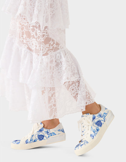 Betsey Johnson Value | DAMON WHITE/BLUE FLORAL Women's Blue Floral Sneaker