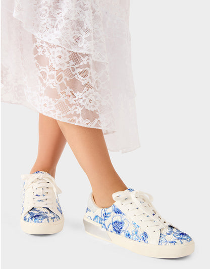 Betsey Johnson Value | DAMON WHITE/BLUE FLORAL Women's Blue Floral Sneaker