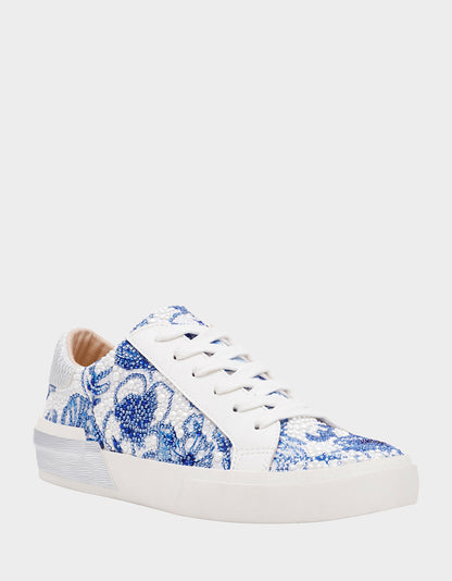 Betsey Johnson Value | DAMON WHITE/BLUE FLORAL Women's Blue Floral Sneaker