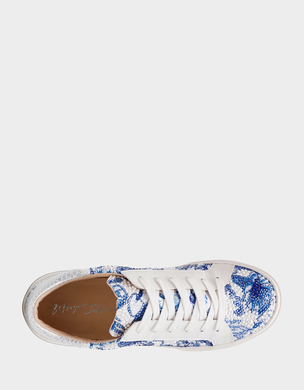 Betsey Johnson Value | DAMON WHITE/BLUE FLORAL Women's Blue Floral Sneaker