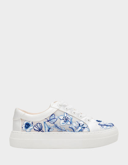 Betsey Johnson Great Value | NINO BLUE FLORAL Platform Low-Top Lace-Up Sneakers