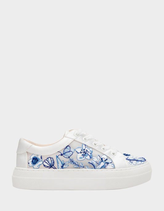 Betsey Johnson Great Value | NINO BLUE FLORAL Platform Low-Top Lace-Up Sneakers
