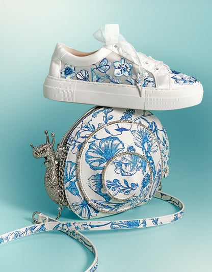 Betsey Johnson Great Value | NINO BLUE FLORAL Platform Low-Top Lace-Up Sneakers