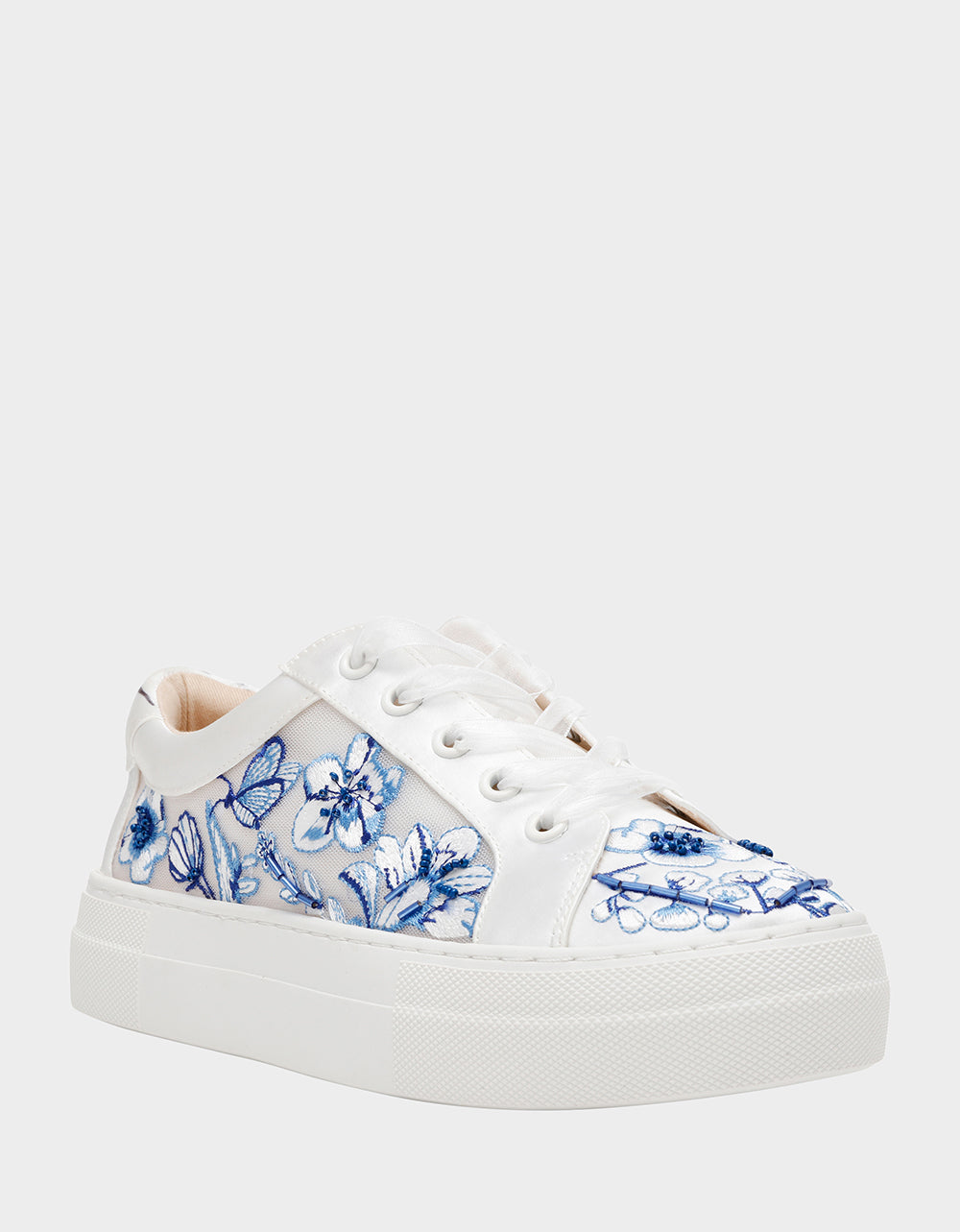 Betsey Johnson Great Value | NINO BLUE FLORAL Platform Low-Top Lace-Up Sneakers