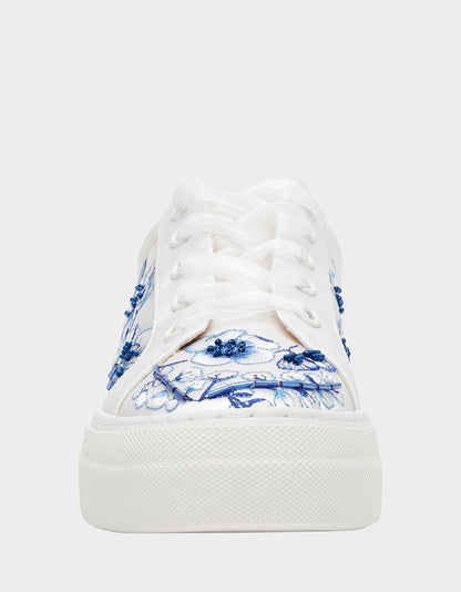 Betsey Johnson Great Value | NINO BLUE FLORAL Platform Low-Top Lace-Up Sneakers