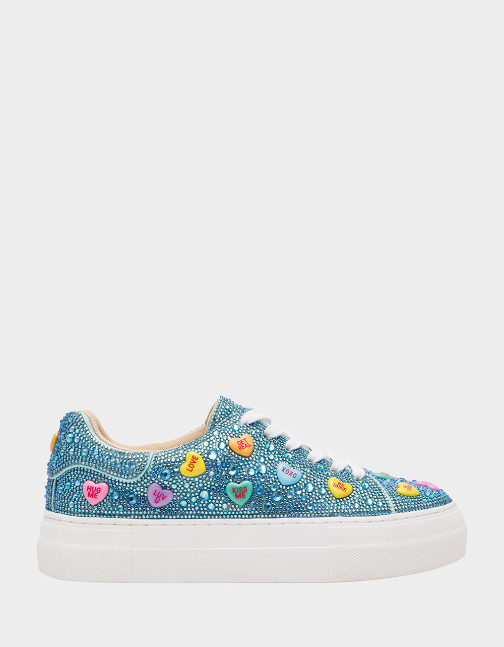 Betsey Johnson Great Value | SIDNY MINT MULTI HEARTS Women's Rhinestone Candy Heart Sneakers