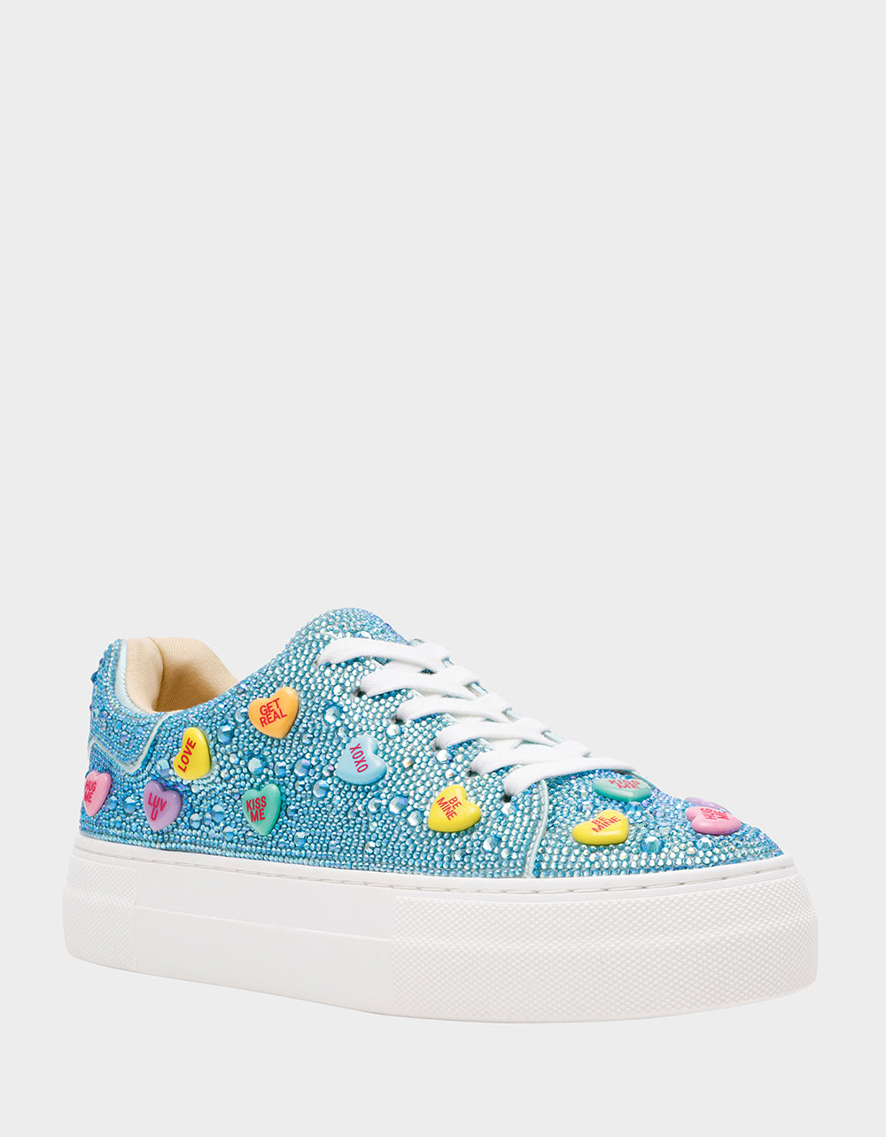 Betsey Johnson Great Value | SIDNY MINT MULTI HEARTS Women's Rhinestone Candy Heart Sneakers