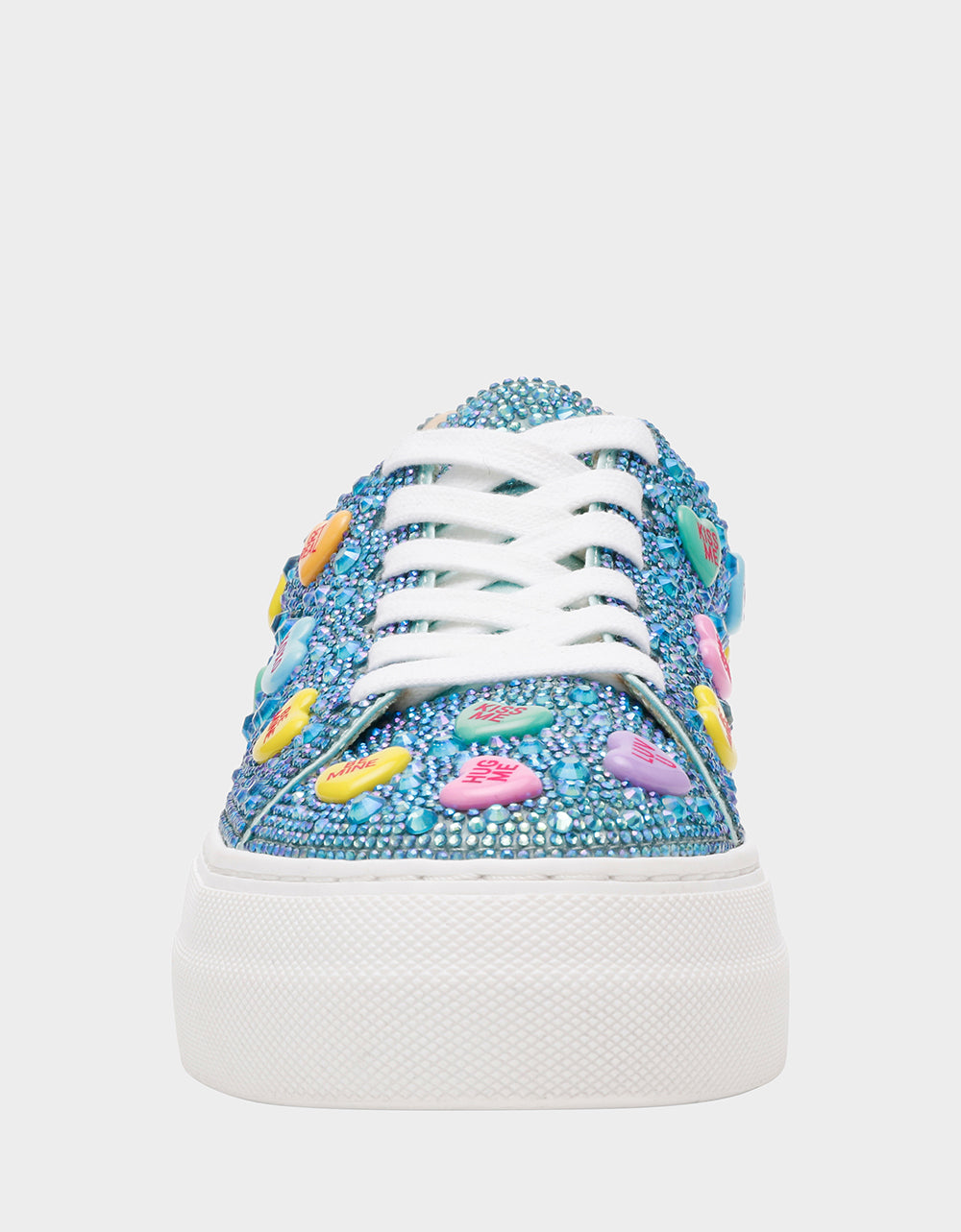 Betsey Johnson Great Value | SIDNY MINT MULTI HEARTS Women's Rhinestone Candy Heart Sneakers