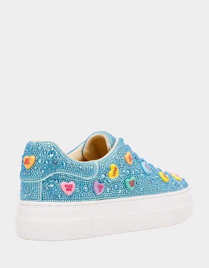 Betsey Johnson Great Value | SIDNY MINT MULTI HEARTS Women's Rhinestone Candy Heart Sneakers