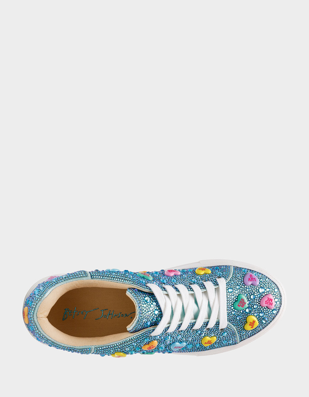 Betsey Johnson Great Value | SIDNY MINT MULTI HEARTS Women's Rhinestone Candy Heart Sneakers