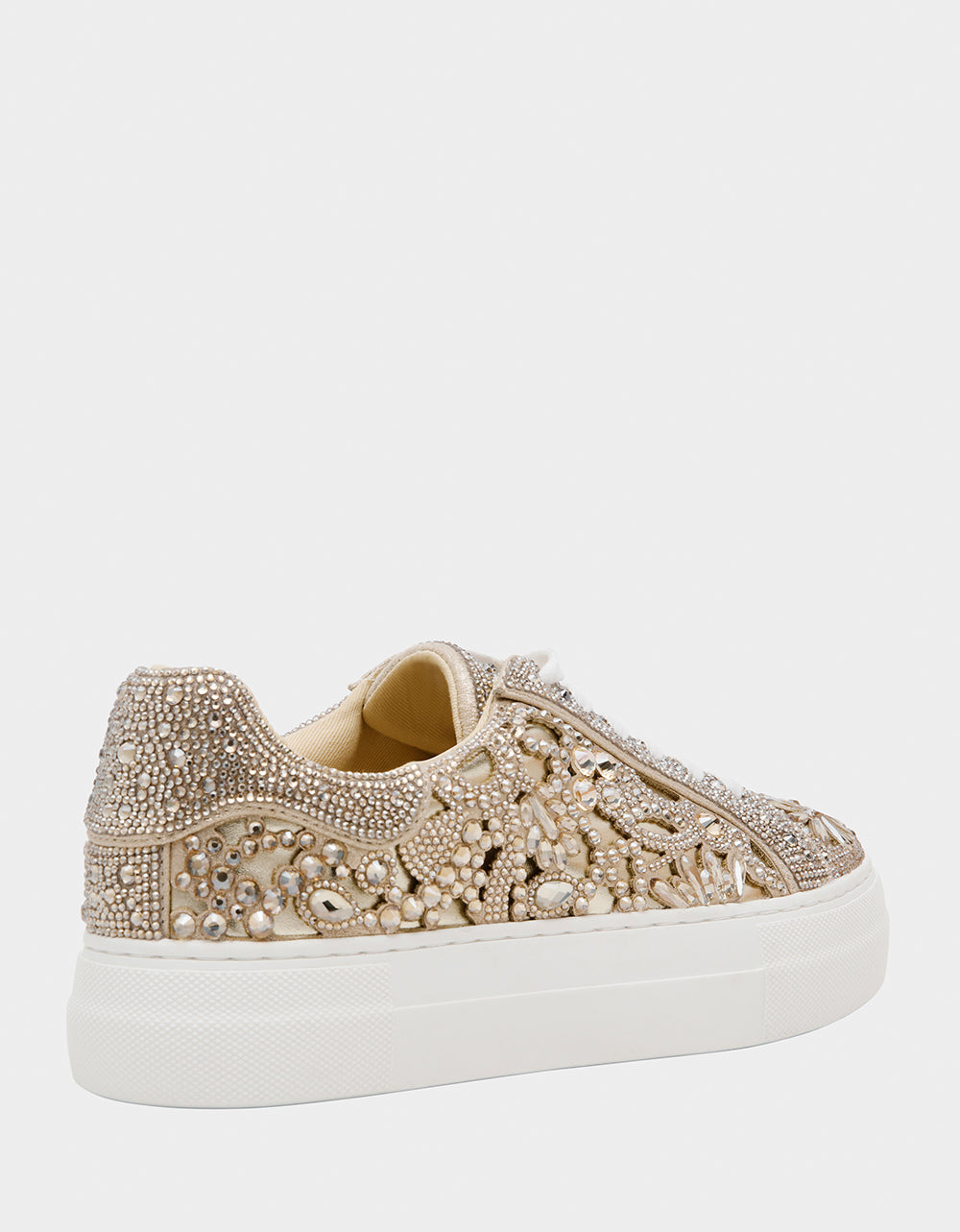 Betsey Johnson Great Value | REILY LIGHT GOLD Platform Low-Top Lace-Up Rhinestone Women's Sneaker