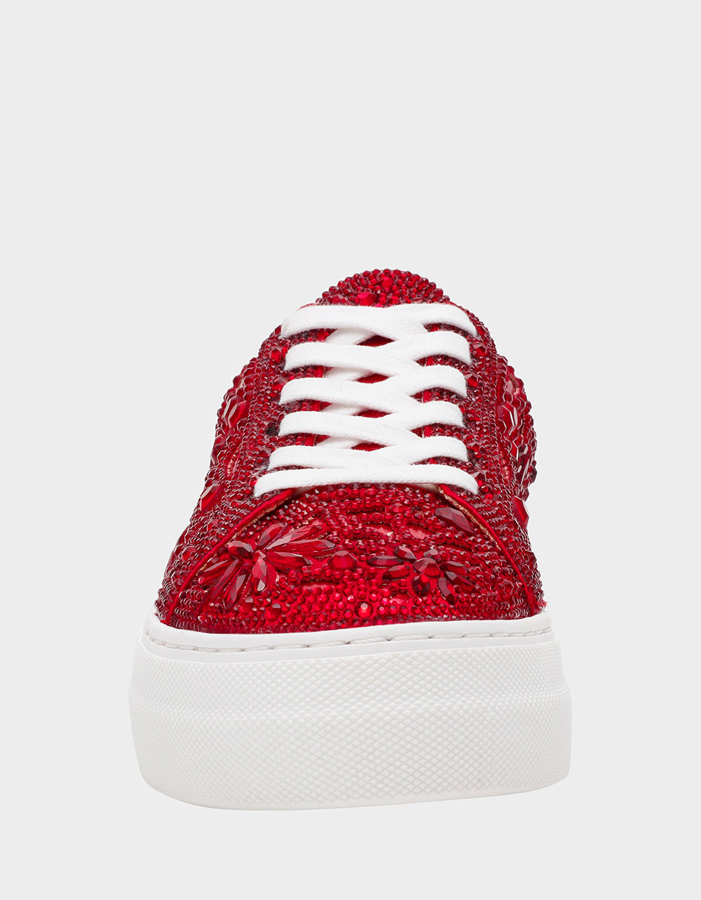 Betsey Johnson Recommended | REILY RED Platform Low-Top Lace-Up Rhinestone Women's Sneaker