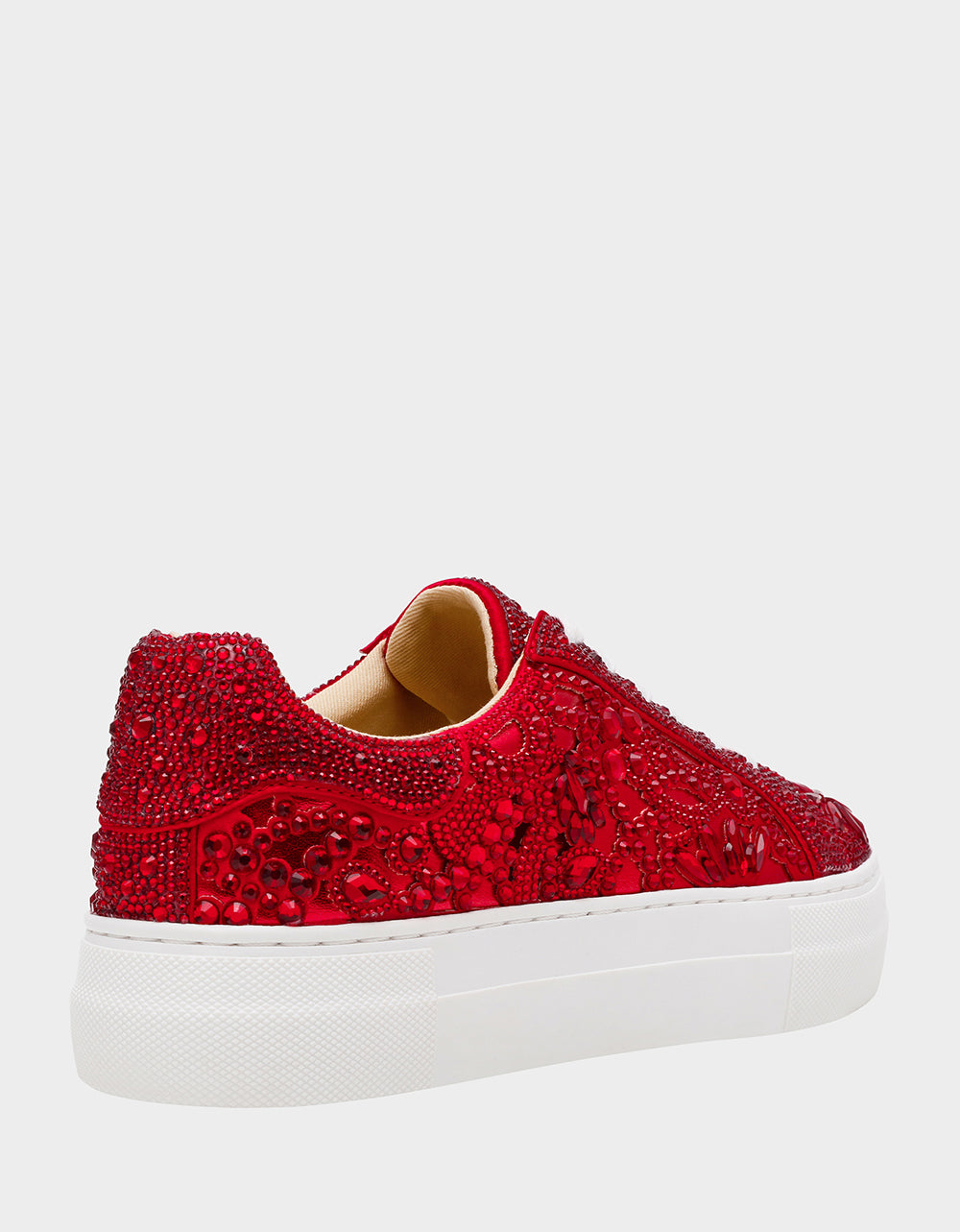 Betsey Johnson Recommended | REILY RED Platform Low-Top Lace-Up Rhinestone Women's Sneaker