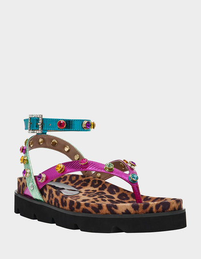 Betsey Johnson Hot Sale | CONLEY METALLIC MULTI Strappy Flatform Sandal