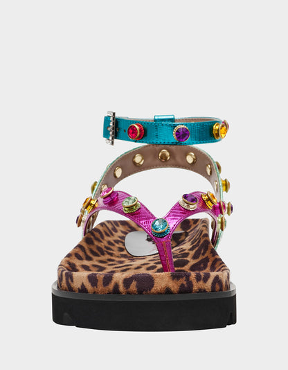 Betsey Johnson Hot Sale | CONLEY METALLIC MULTI Strappy Flatform Sandal