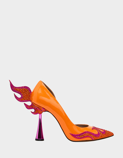 Betsey Johnson Great Value | PHOENIX ORANGE MULTI Pointed-Toe Pump Women's Heel