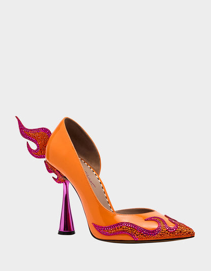 Betsey Johnson Great Value | PHOENIX ORANGE MULTI Pointed-Toe Pump Women's Heel