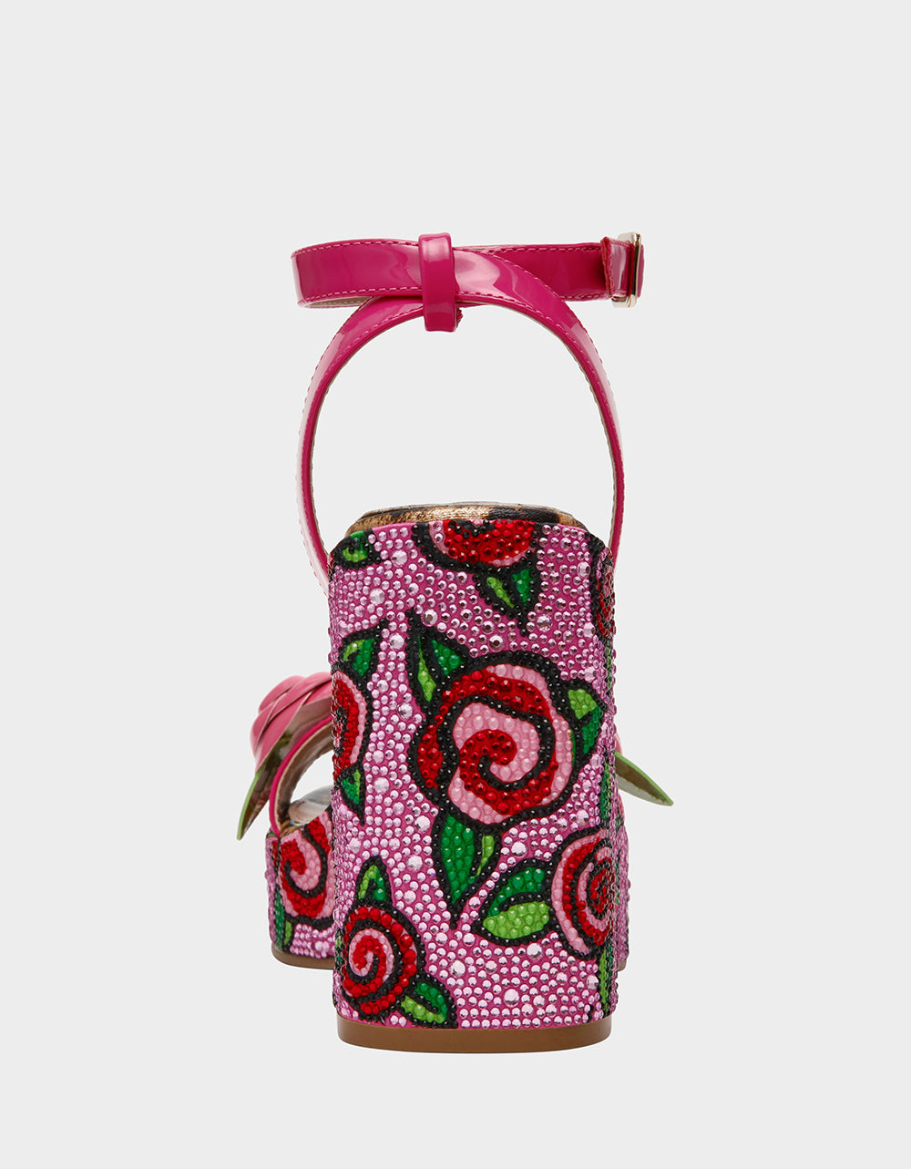 Betsey Johnson Recommended | LIZZETE Fuchsia Rose Platform Flowers Embellished Women's Wedge Heel