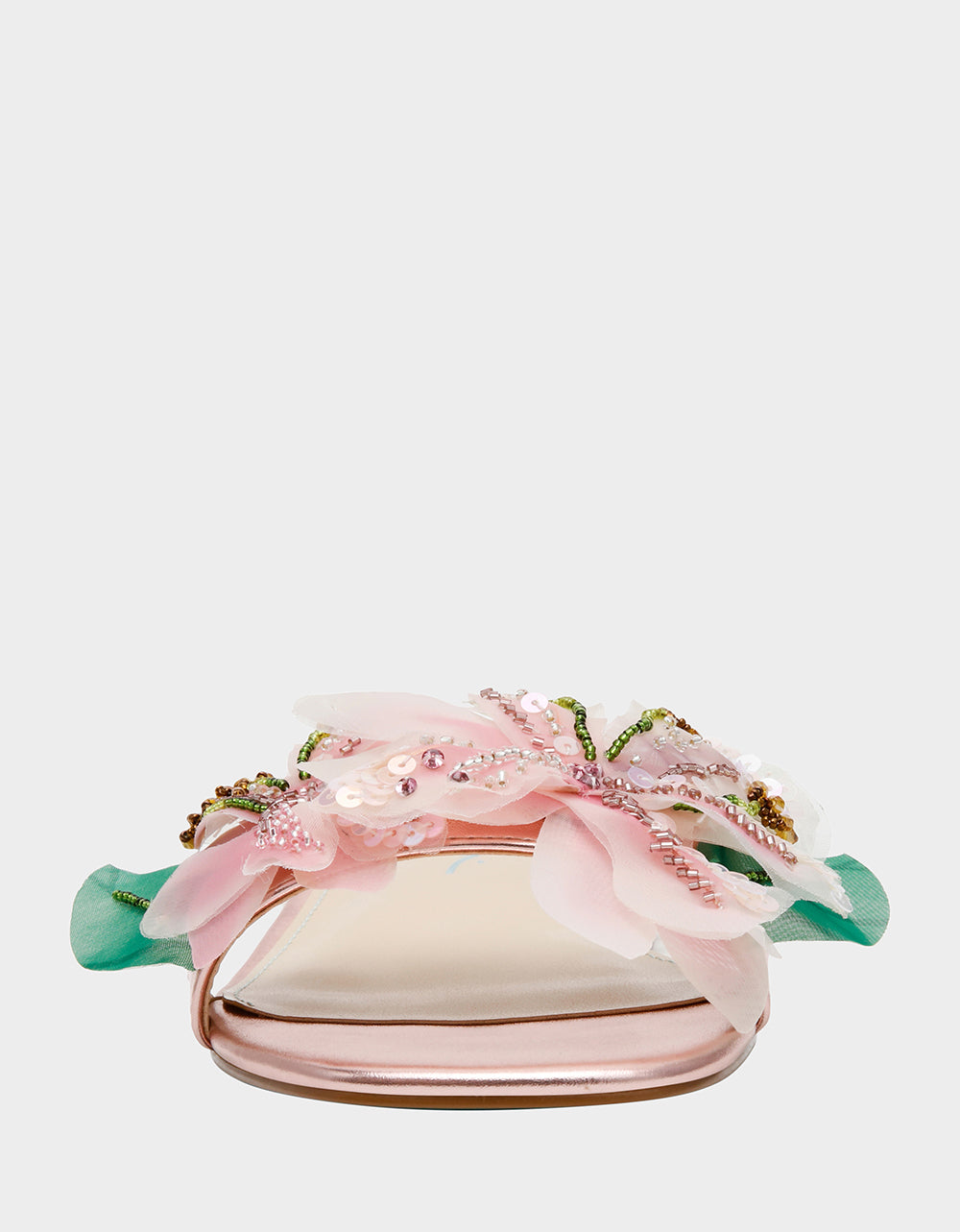 Betsey Johnson Best Seller | ROSIA Light Pink Flower Embellished Pearl Square-Toe Women's Block Heel