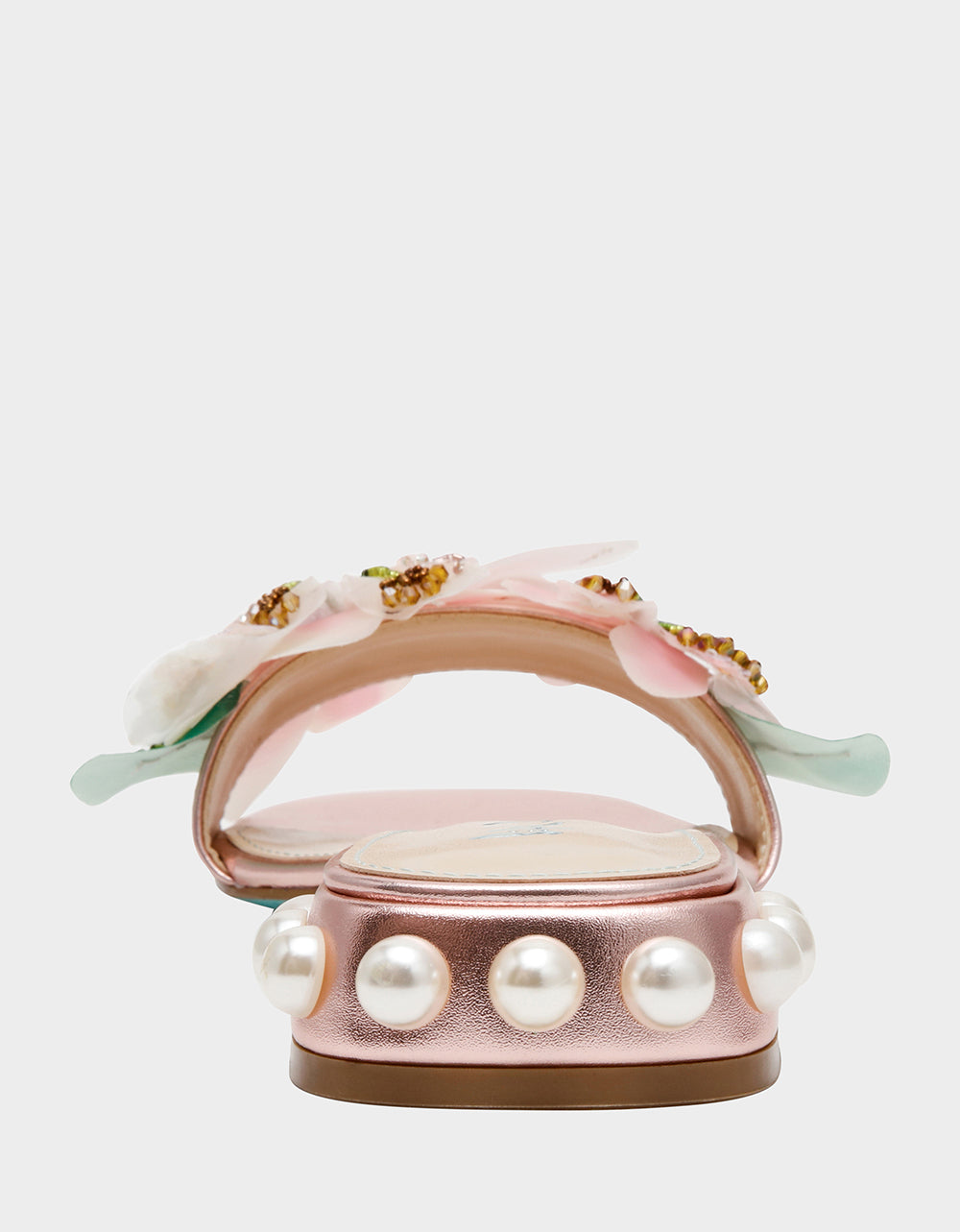 Betsey Johnson Best Seller | ROSIA Light Pink Flower Embellished Pearl Square-Toe Women's Block Heel