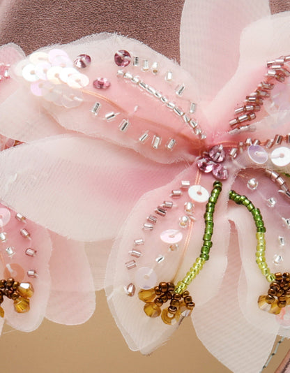 Betsey Johnson Best Seller | ROSIA Light Pink Flower Embellished Pearl Square-Toe Women's Block Heel