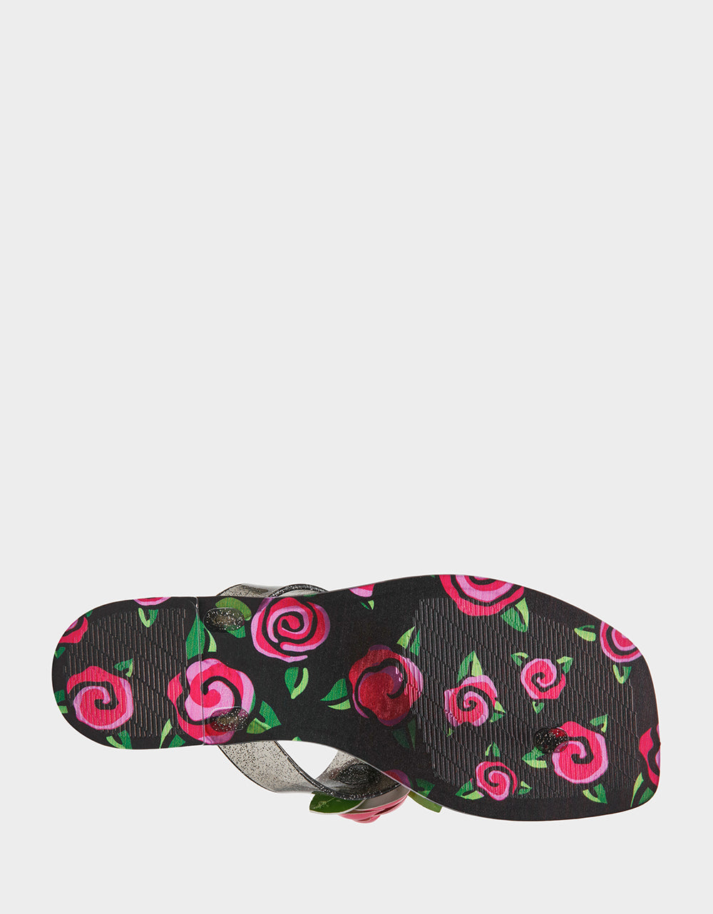 Betsey Johnson Value | TRENTEN Black Rose Jelly Thong Strappy Women's Sandal
