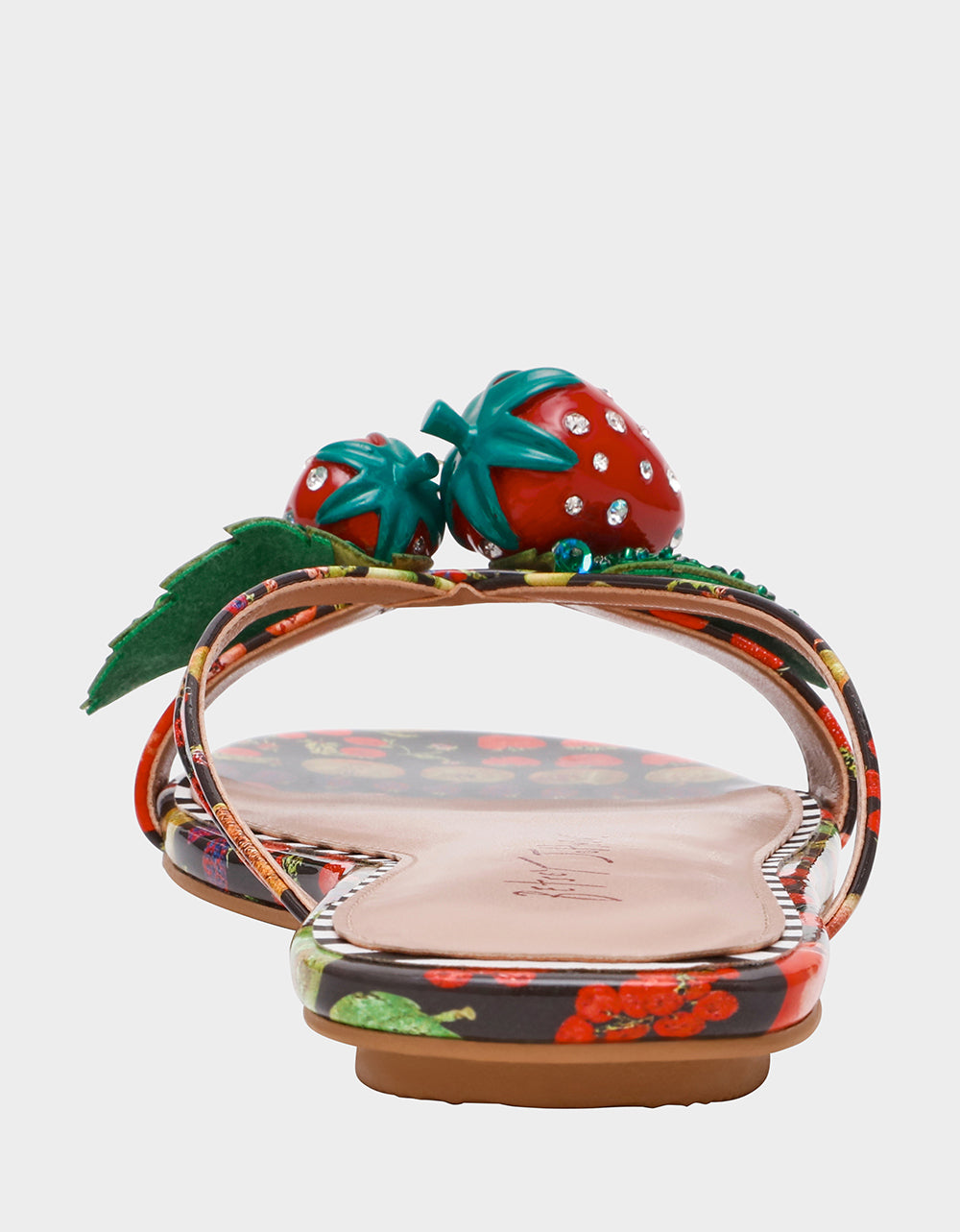 Betsey Johnson Recommended | GARRIK BLACK MULTI Women's Thong Strappy Fruit Printed Sandal