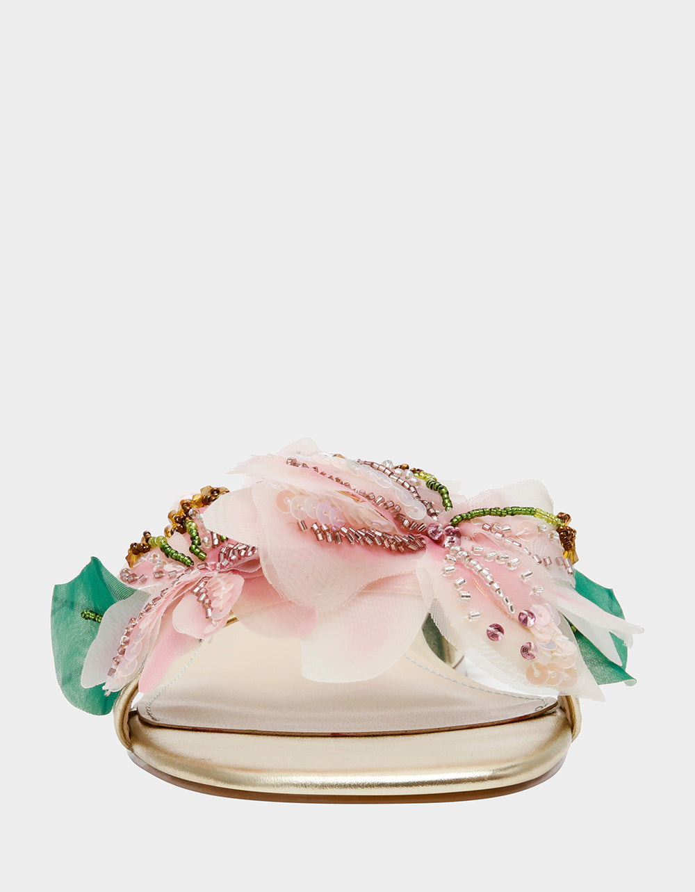 Betsey Johnson Deals | ROSIA Light Gold Flower Embellished Pearl Square-Toe Women's Block Heel