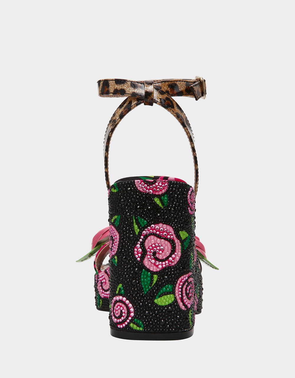 Betsey Johnson Special Offer | LIZZETE Black Rose Platform Flowers Embellished Women's Wedge Heel