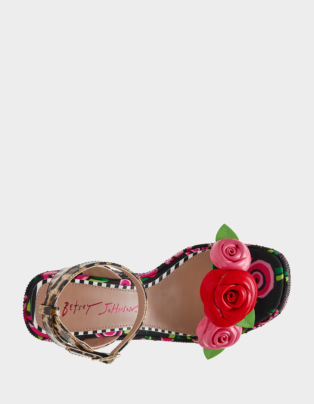 Betsey Johnson Special Offer | LIZZETE Black Rose Platform Flowers Embellished Women's Wedge Heel