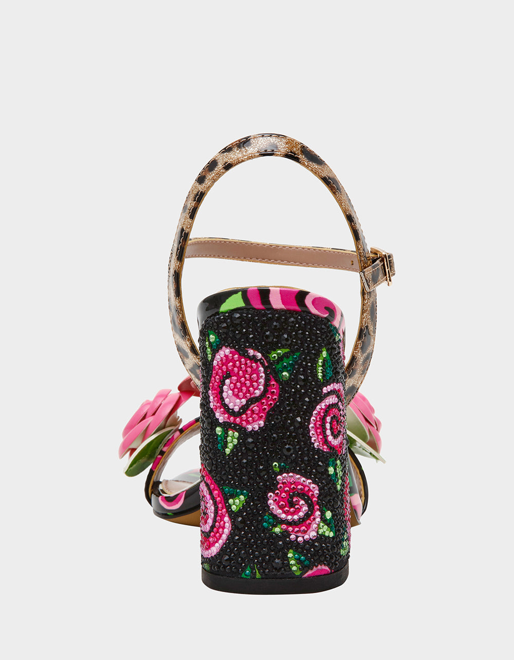 Betsey Johnson Featured | KRYSTLE Black Rose Flower Embellished Women's Block Heel