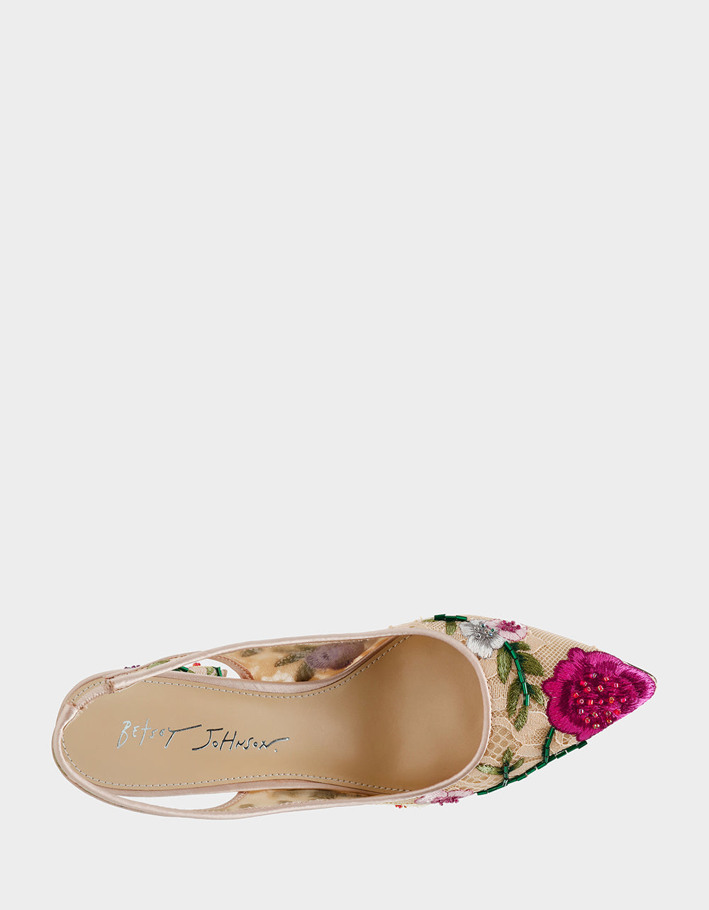 Betsey Johnson Essential | LIRA BLUSH MULTI FLORAL Pointed-Toe Slingback Mesh Women's Heel