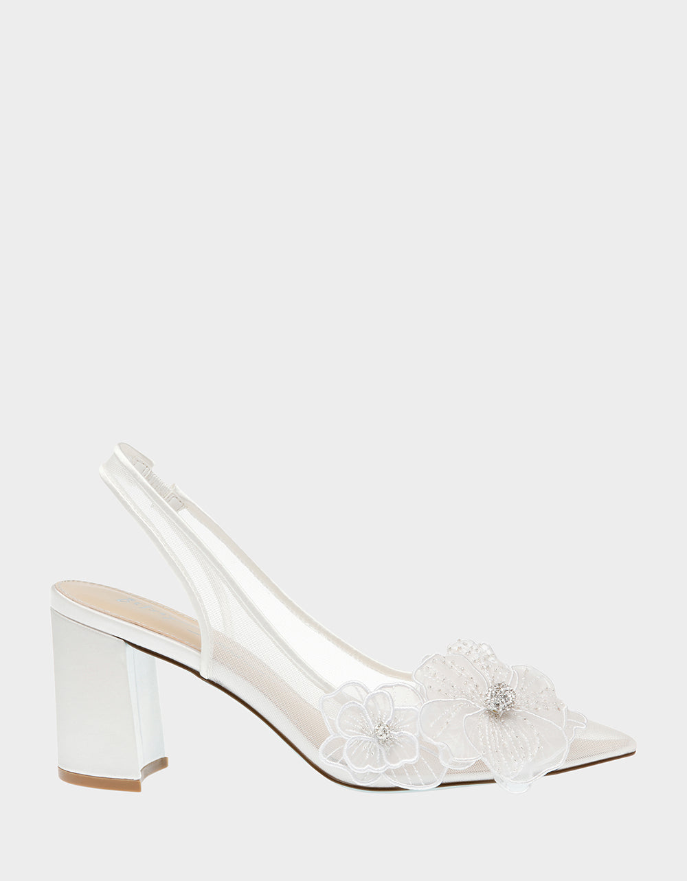 Betsey Johnson Top Pick | PETRA IVORY Slingback Floral Mesh Block Heel