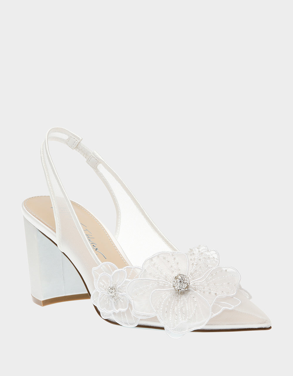 Betsey Johnson Top Pick | PETRA IVORY Slingback Floral Mesh Block Heel