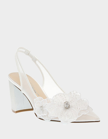 Betsey Johnson Top Pick | PETRA IVORY Slingback Floral Mesh Block Heel
