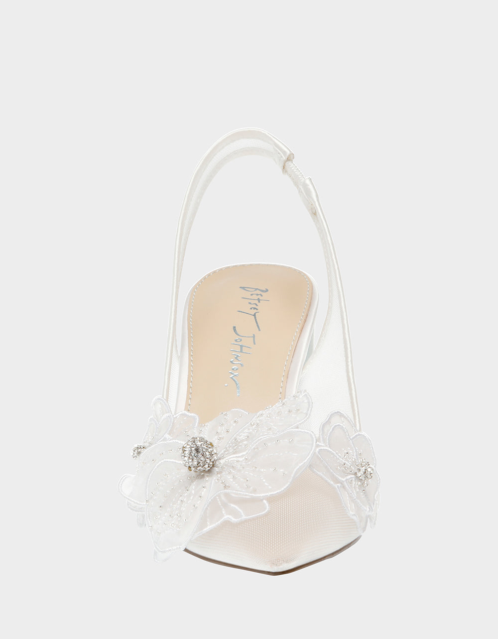Betsey Johnson Top Pick | PETRA IVORY Slingback Floral Mesh Block Heel