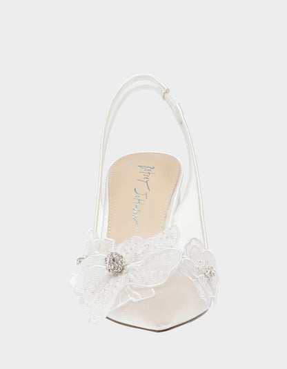 Betsey Johnson Top Pick | PETRA IVORY Slingback Floral Mesh Block Heel