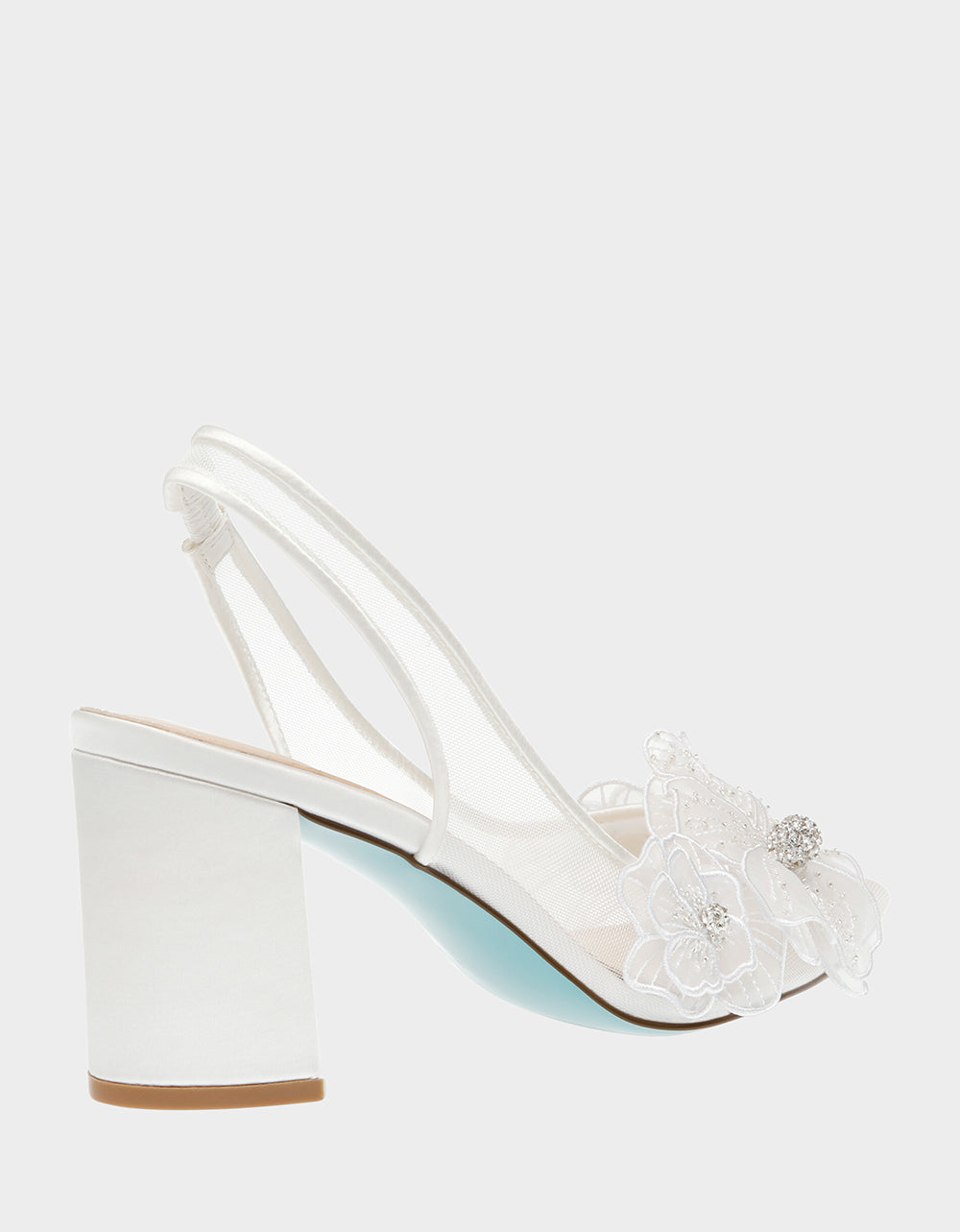 Betsey Johnson Top Pick | PETRA IVORY Slingback Floral Mesh Block Heel
